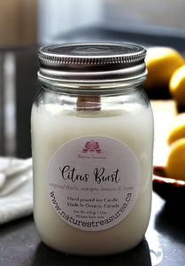 Citrus Burst Soy Wax Candle - Mason Jar 80+Hours