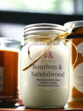 Bourbon & Sandalwood Soy Wax Candle - Mason Jar 80+ Hours
