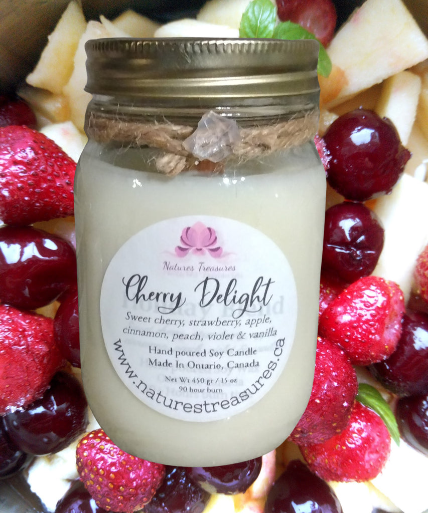 Cherry Delight Wax Candle - Mason Jar 80+ Hours