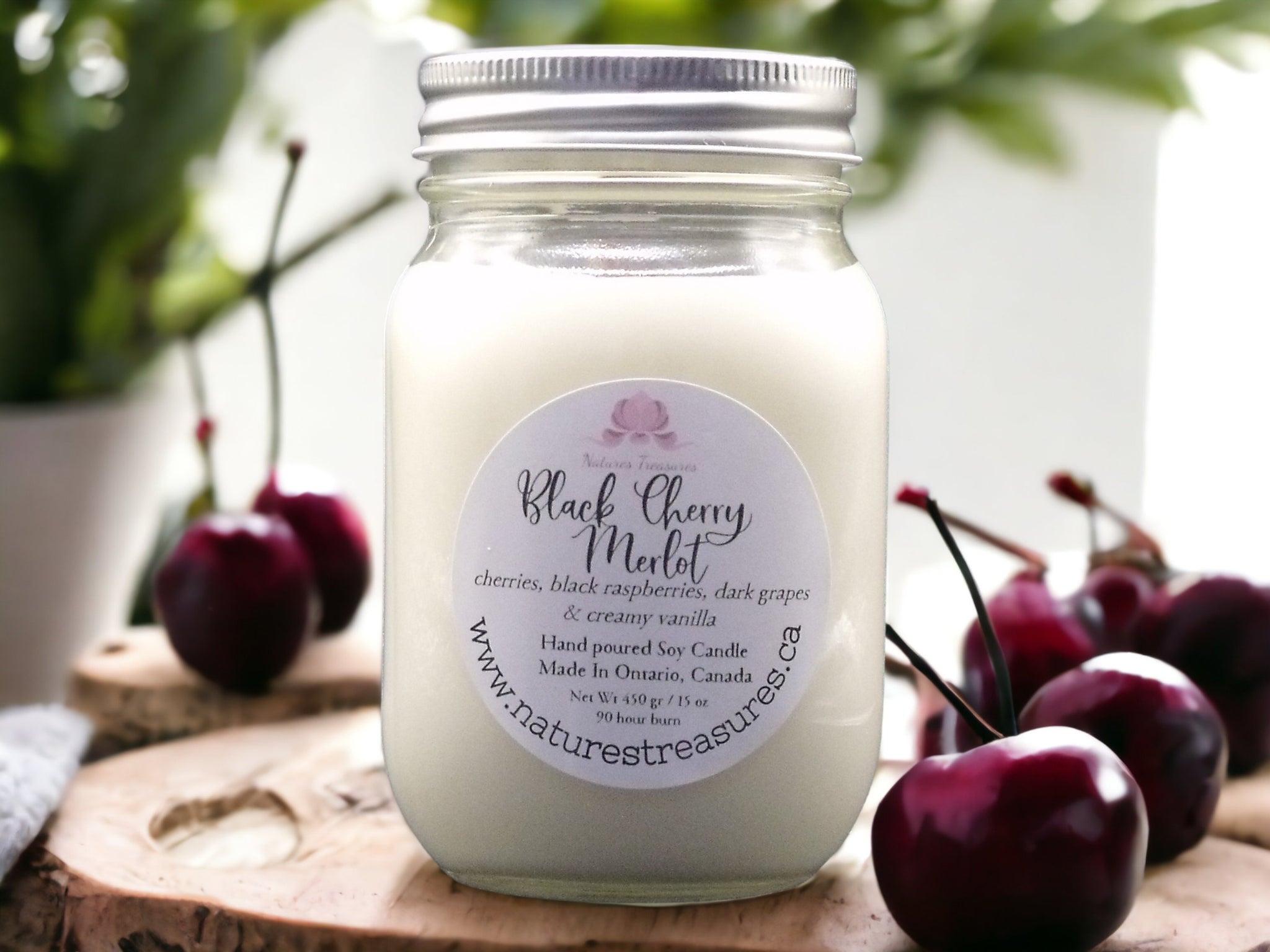 Black Cherry Merlot Soy Wax Candle - Mason Jar 80+Hours