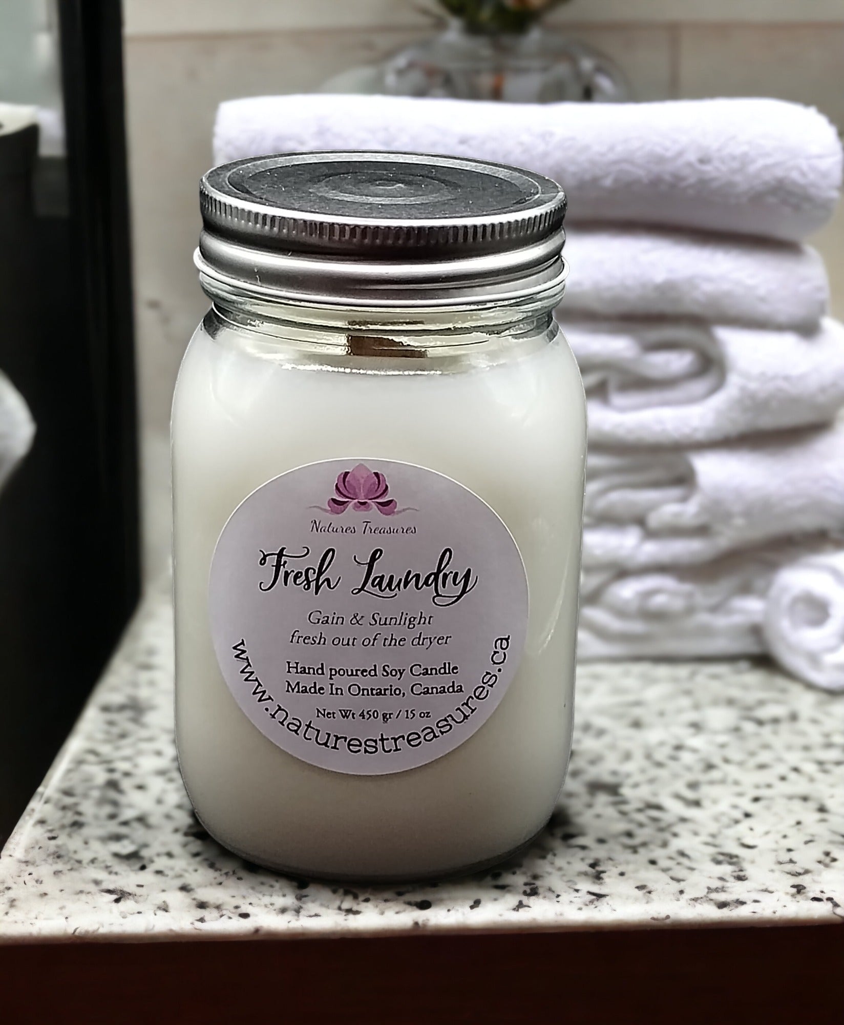 Fresh Laundry Soy Wax Candle - Mason Jar 80+ Hours
