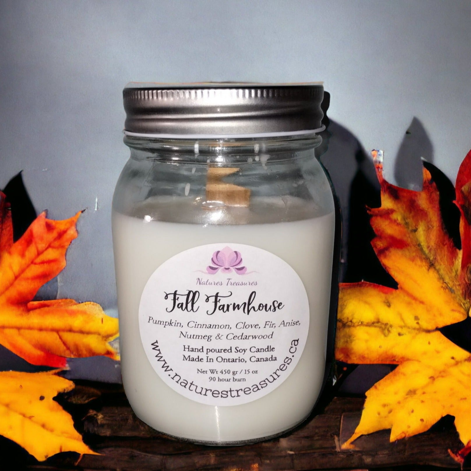 Fall Farmhouse Soy Wax Candle - Mason Jar 80+Hours