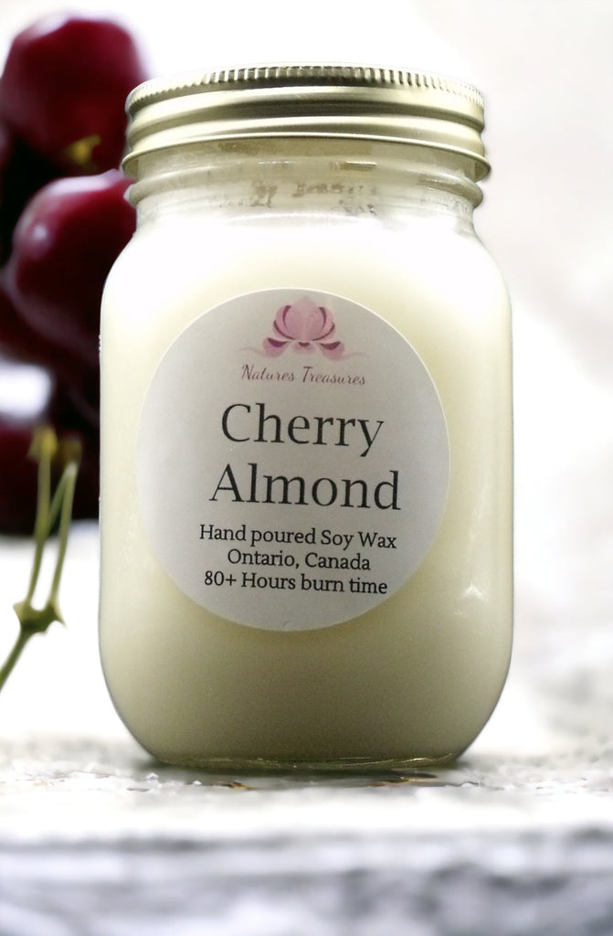 Cherry Almond Soy Wax Candle - Mason Jar 80+ Hours