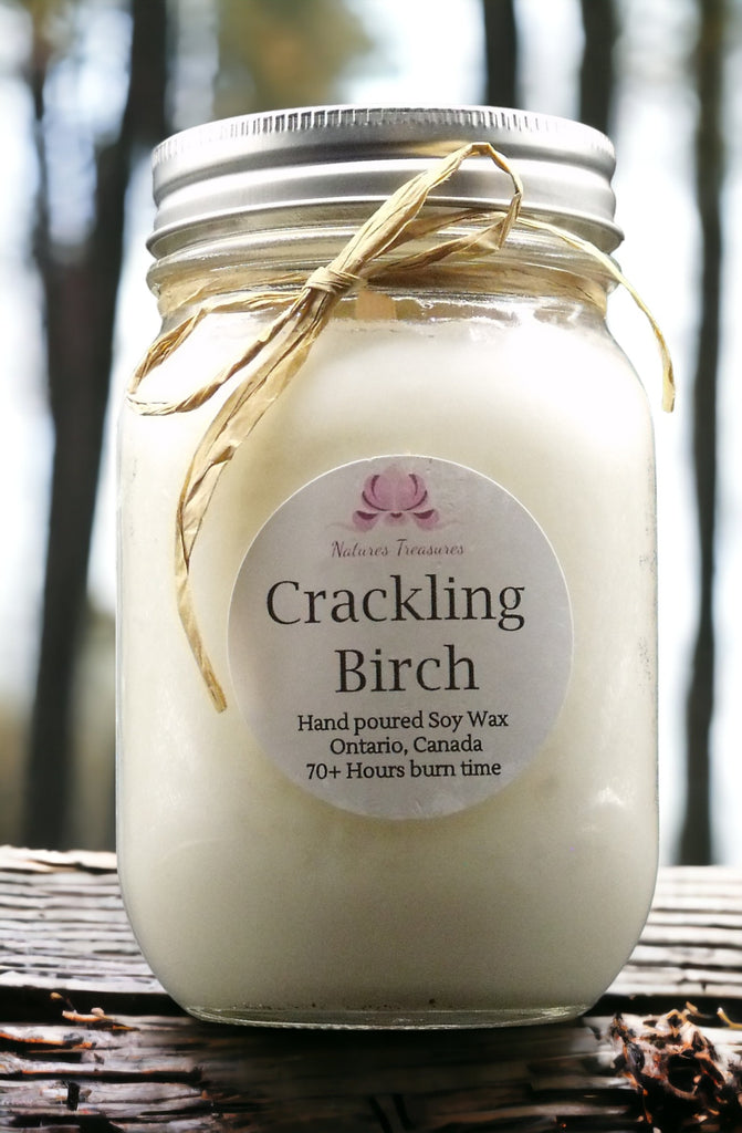 Crackling Birch Soy Wax Candle - Mason Jar 80+ Hours