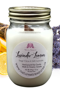 Lavender-Lemon Soy Wax Candle - Mason Jar 80+Hours