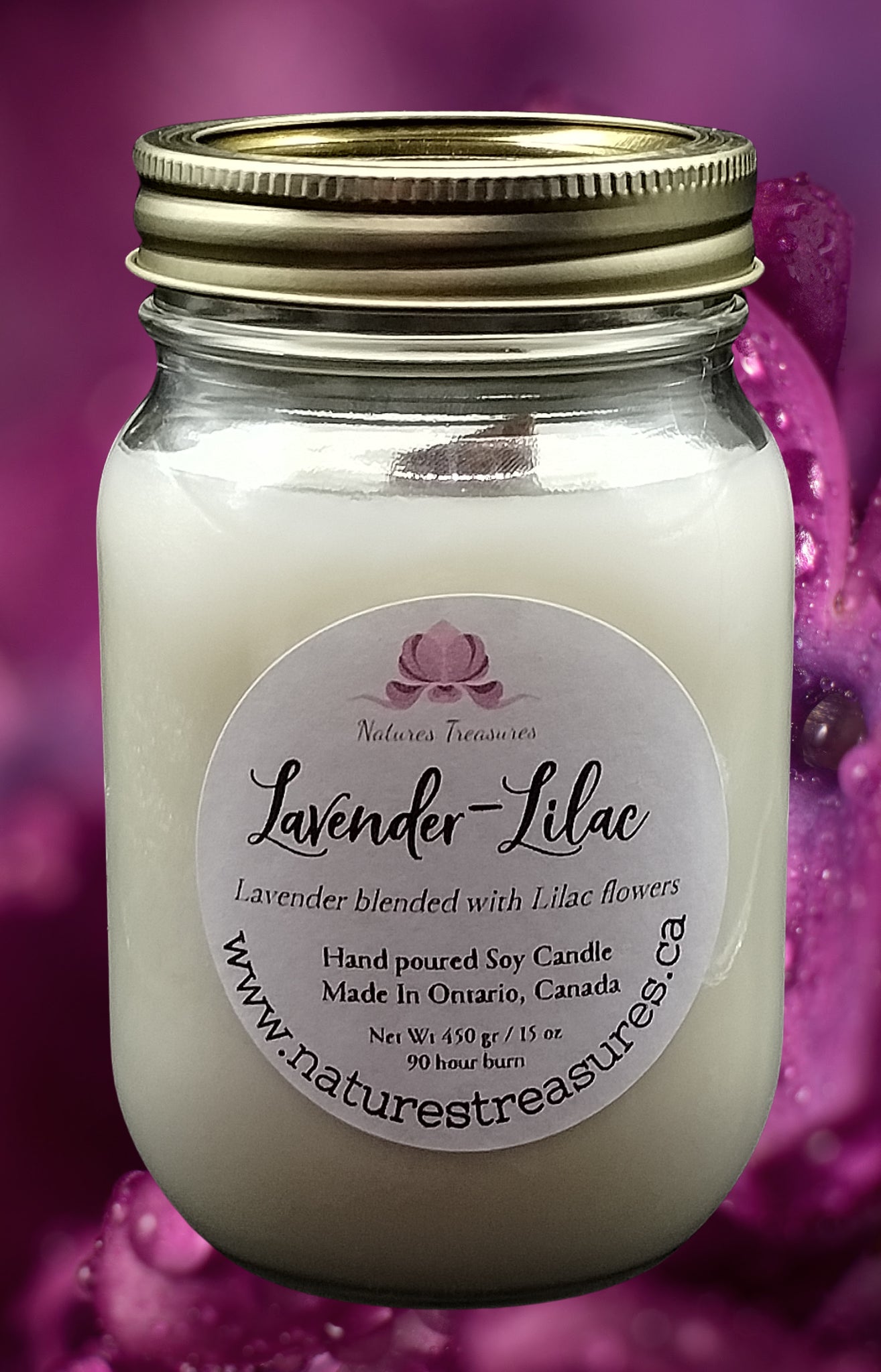Lavender-Lilac Soy Wax Candle - Mason Jar 80+Hours