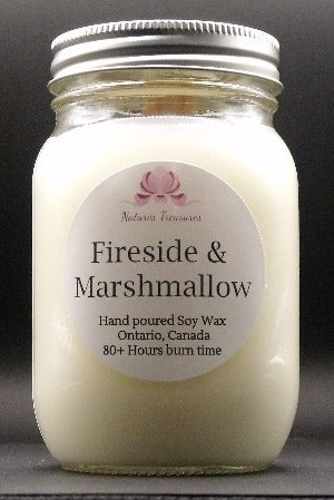 Fireside & Marshmallow Soy Wax Candle - Mason Jar 80+ Hours