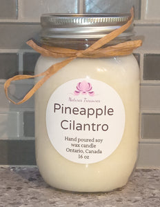 Pineapple Cilantro Soy Wax Candle - 16 oz Mason Jar