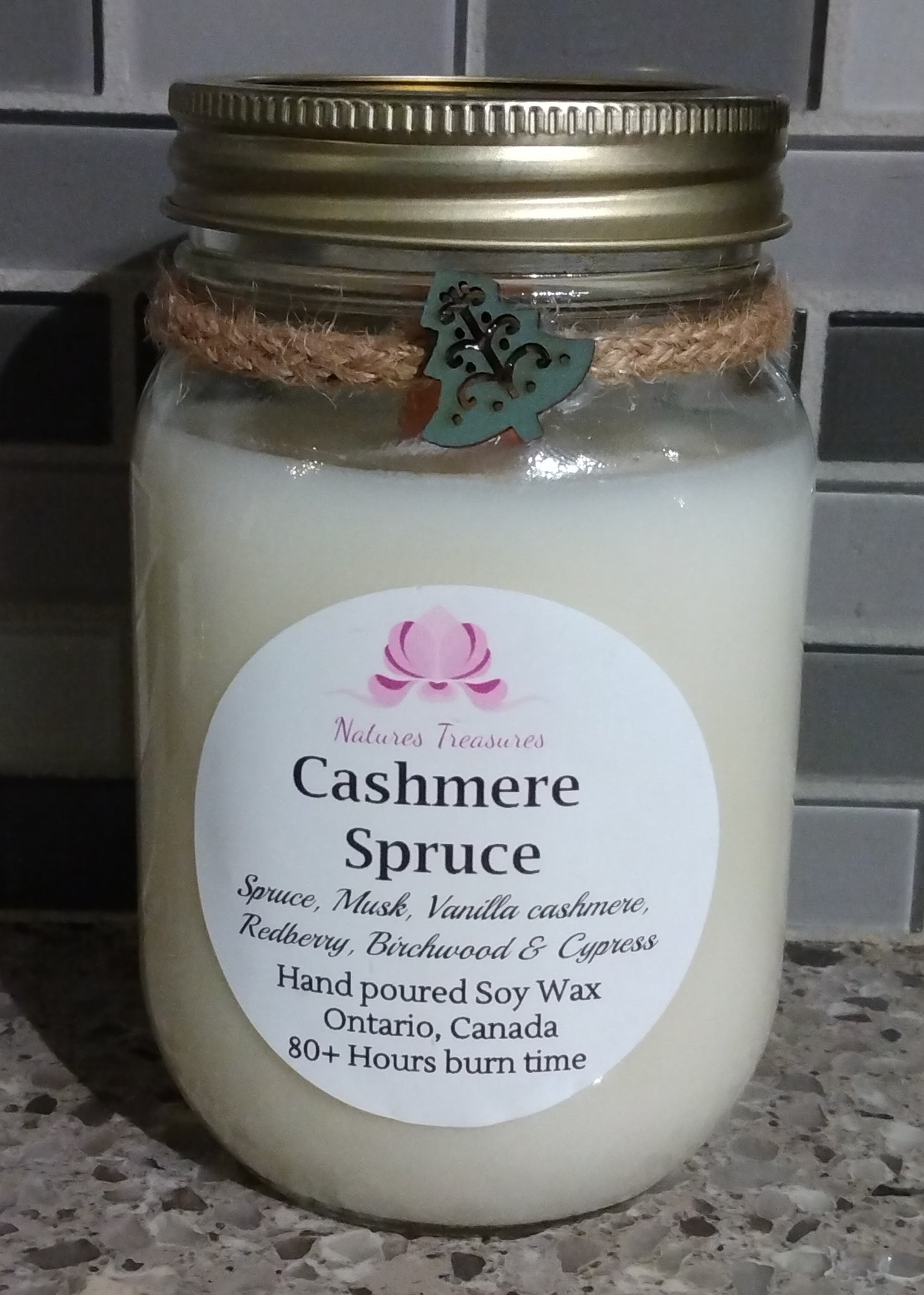 Cashmere Spruce Soy Wax Candle - Mason Jar 80+Hours