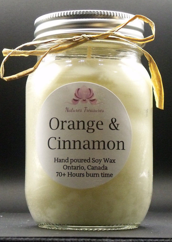 Orange & Cinnamon Wax Candle - Mason Jar 80+ Hours