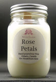 Rose Petals Soy Wax Candle - 16 oz Mason Jar