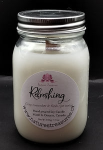 Refreshing (Cucumber & Melon) Soy Wax Candle - Mason Jar 80+Hours